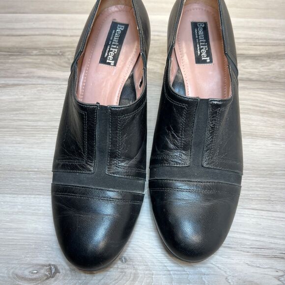 Beautifeel Shoes Womens 41 Lexie Pump Slip On Loafers Block Heels Black Leather - Picture 6 of 11